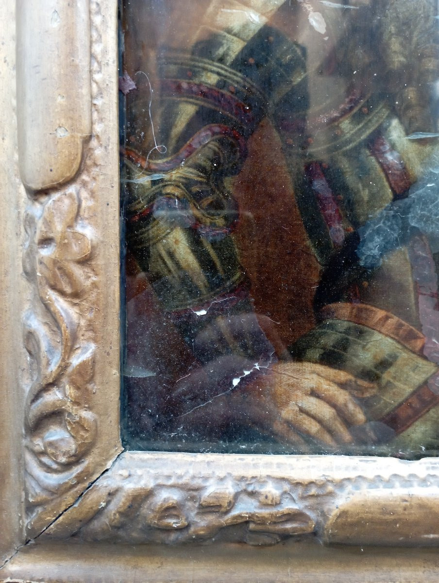 Portrait sur verre églomisé époque XVIII ème siècle-photo-3
