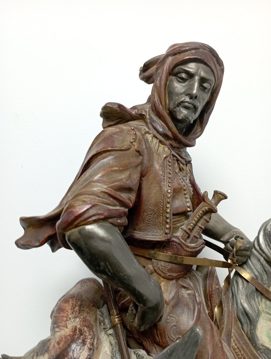 "arab Horseman Returning From The Hunt", Alfred Barye And Emile Guillemin-photo-3