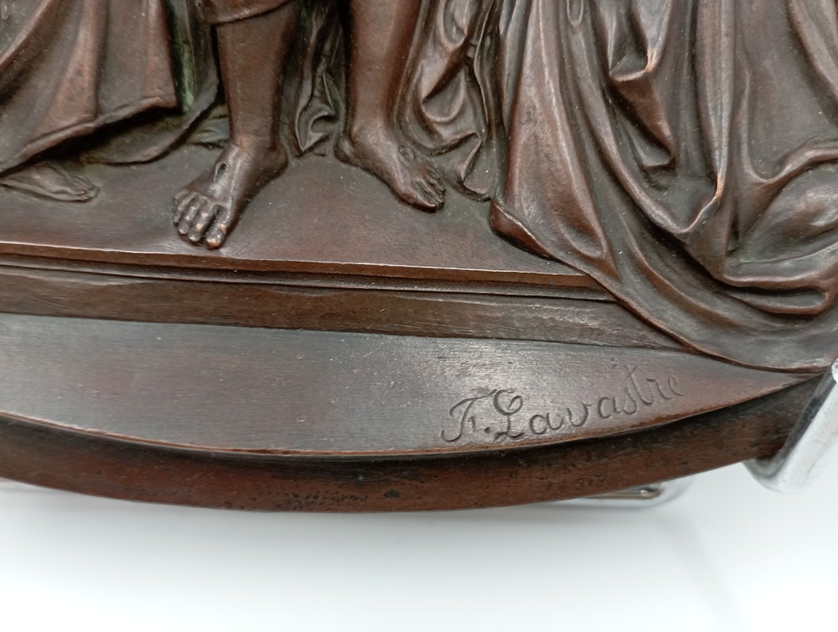 Paire de bas reliefs en cuivre F. Lavastre XIXème siècle-photo-2