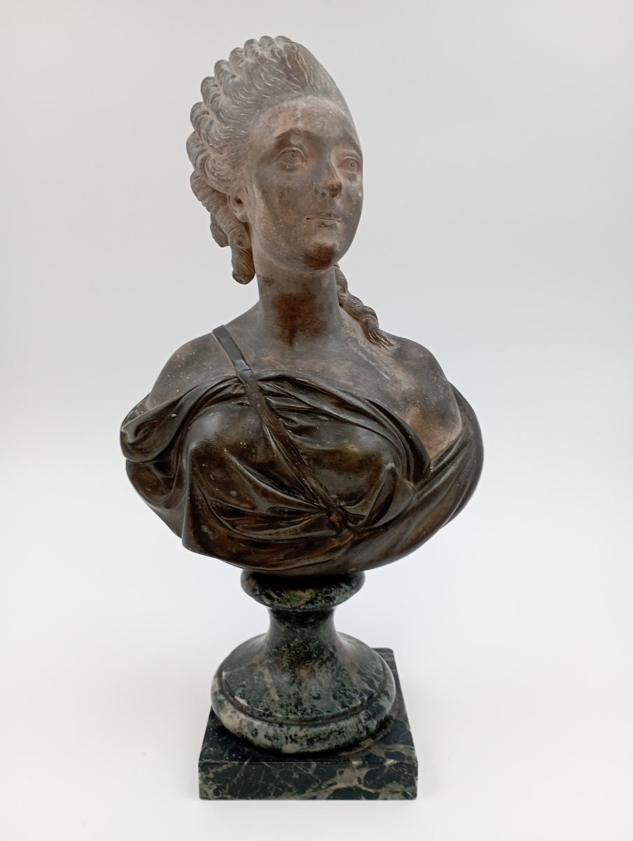Bust Of Madame Du Barry, Terracotta And Bronze-photo-4