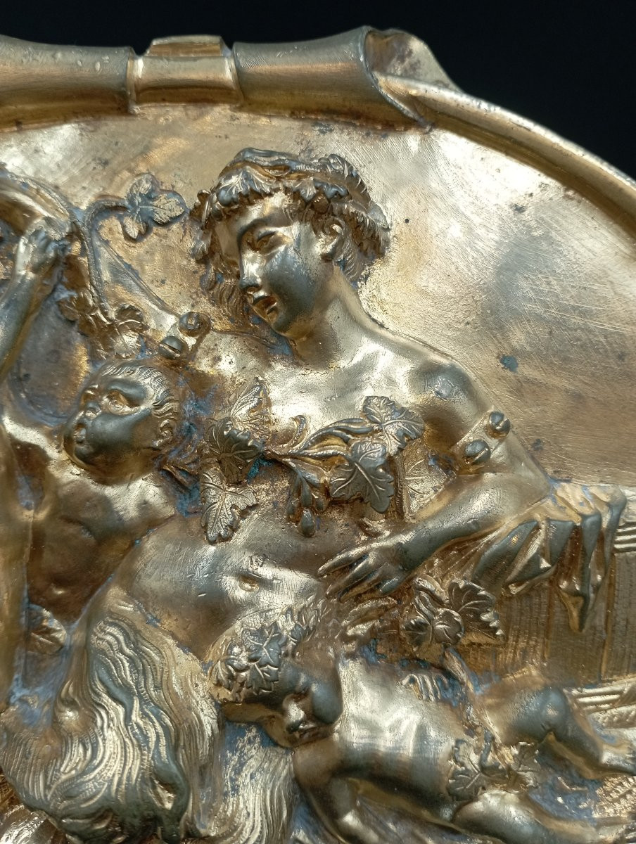 Bas Relief Gilded Bronze Satyr 19th Century-photo-2