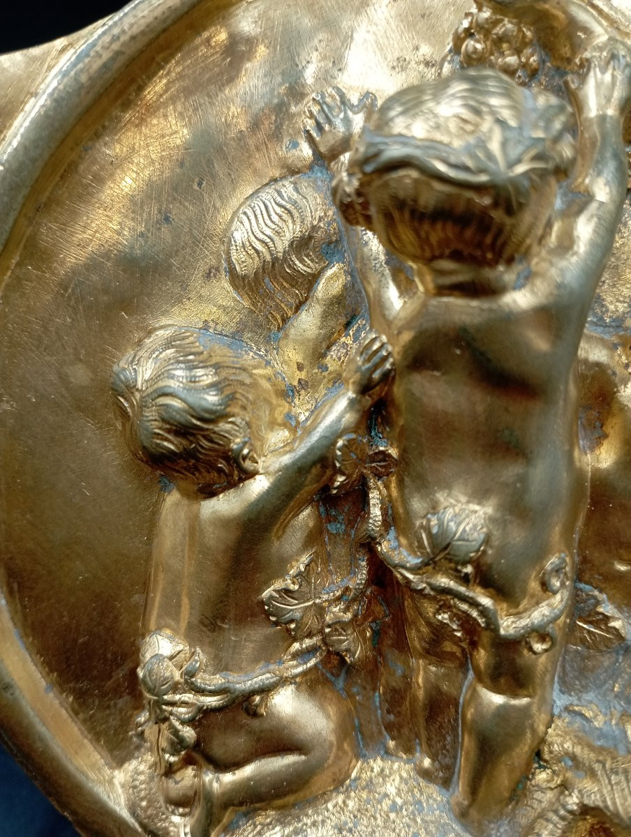 Bas Relief Gilded Bronze Satyr 19th Century-photo-3