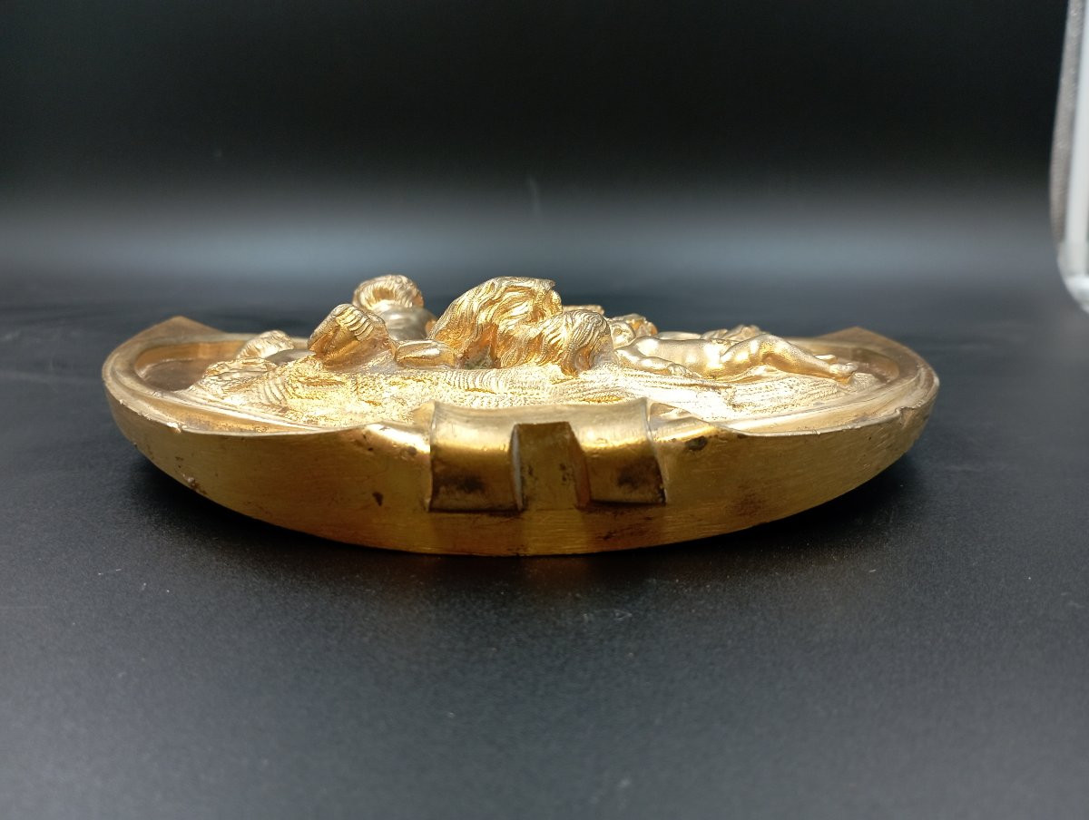 Bas Relief Gilded Bronze Satyr 19th Century-photo-2