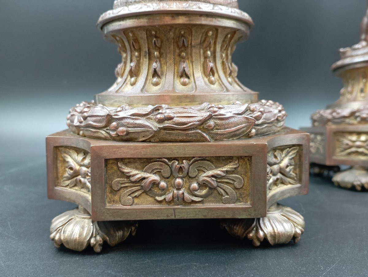 Paire de candélabre bronze aux putti fin XIX ème siècle-photo-3
