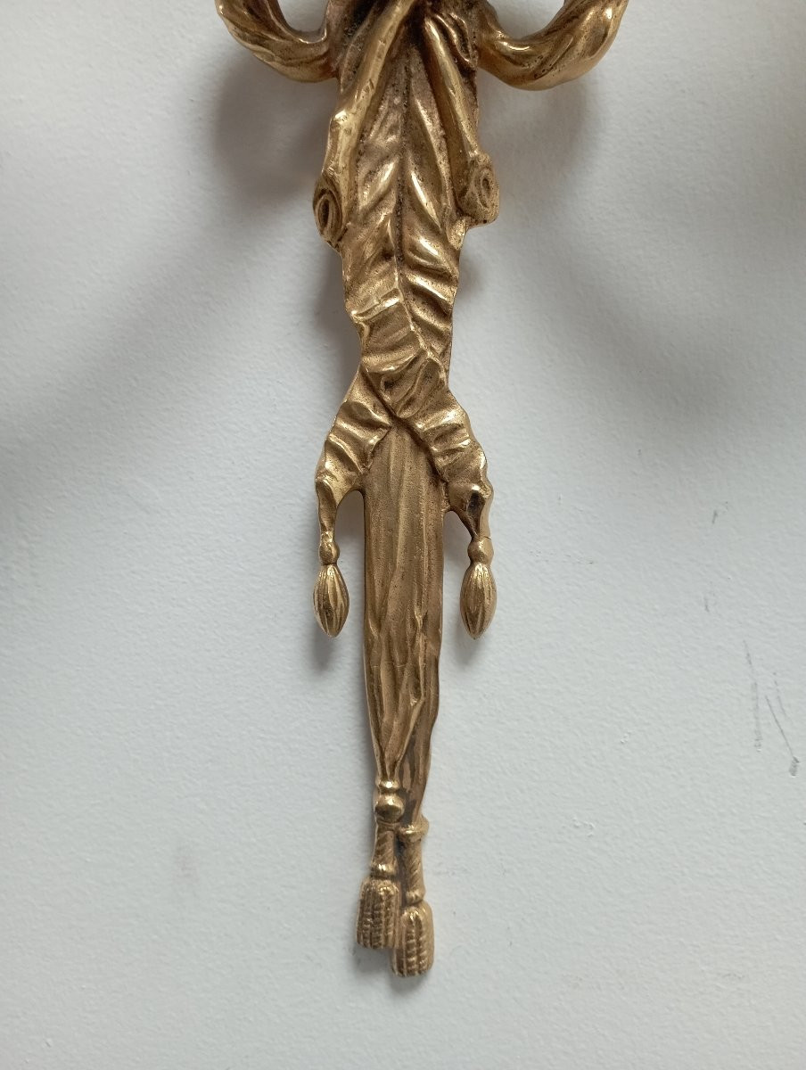  importante Paire d'appliques en bronze doré de style Louis XVI-photo-3