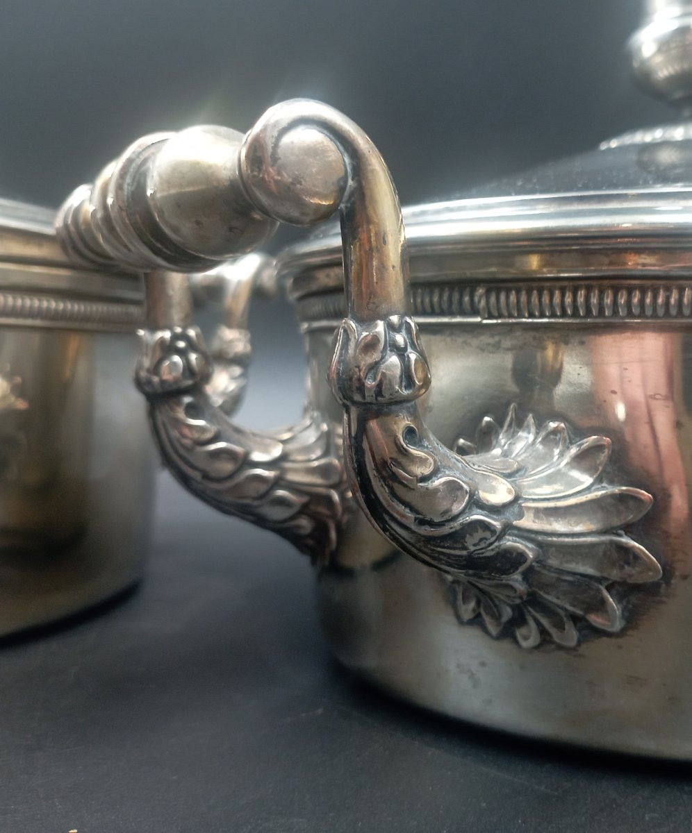 Paire de légumier métal argenté XIX ème siècle-photo-1