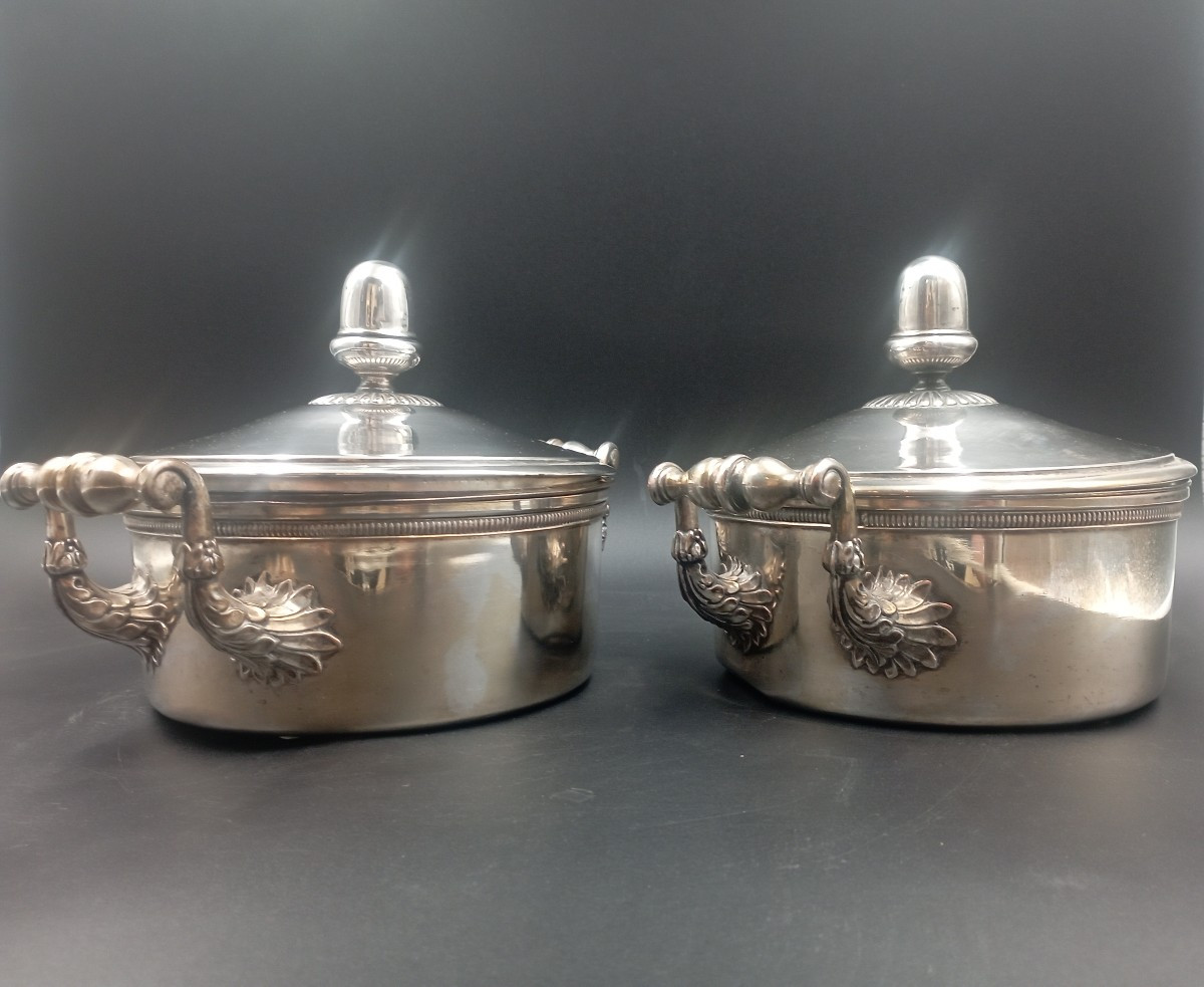 Paire de légumier métal argenté XIX ème siècle