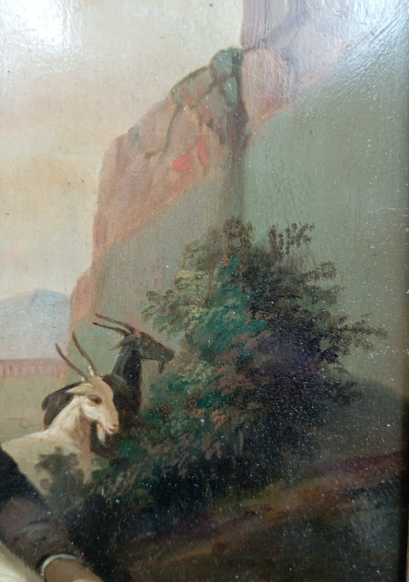 Tableau huile sur bois époque XIX ème siècle-photo-4