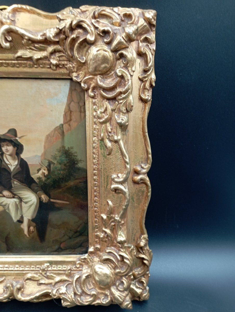Tableau huile sur bois époque XIX ème siècle-photo-3