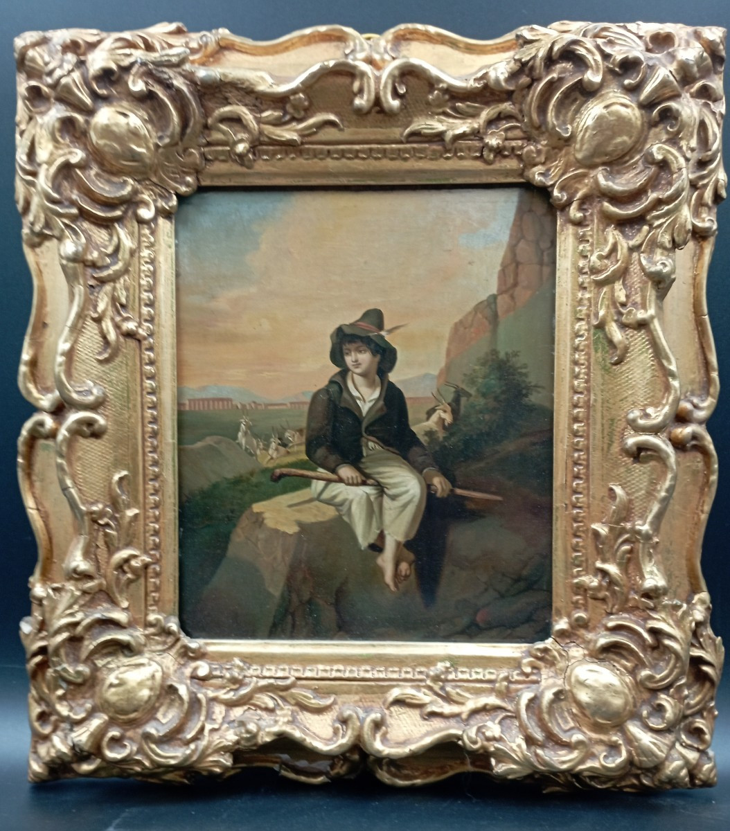 Tableau huile sur bois époque XIX ème siècle