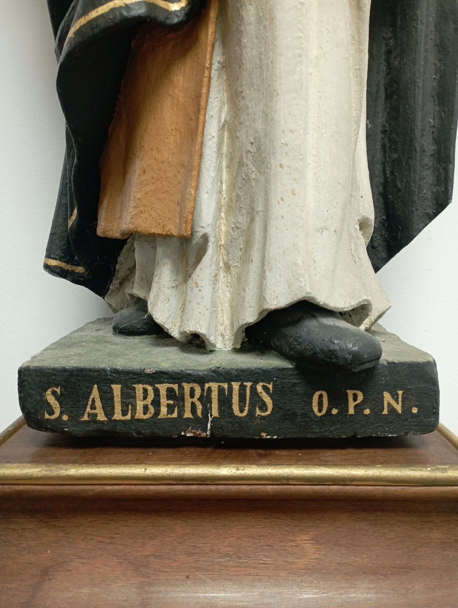 Saint Albert In Polychrome Wood, Late 19th Century-photo-4