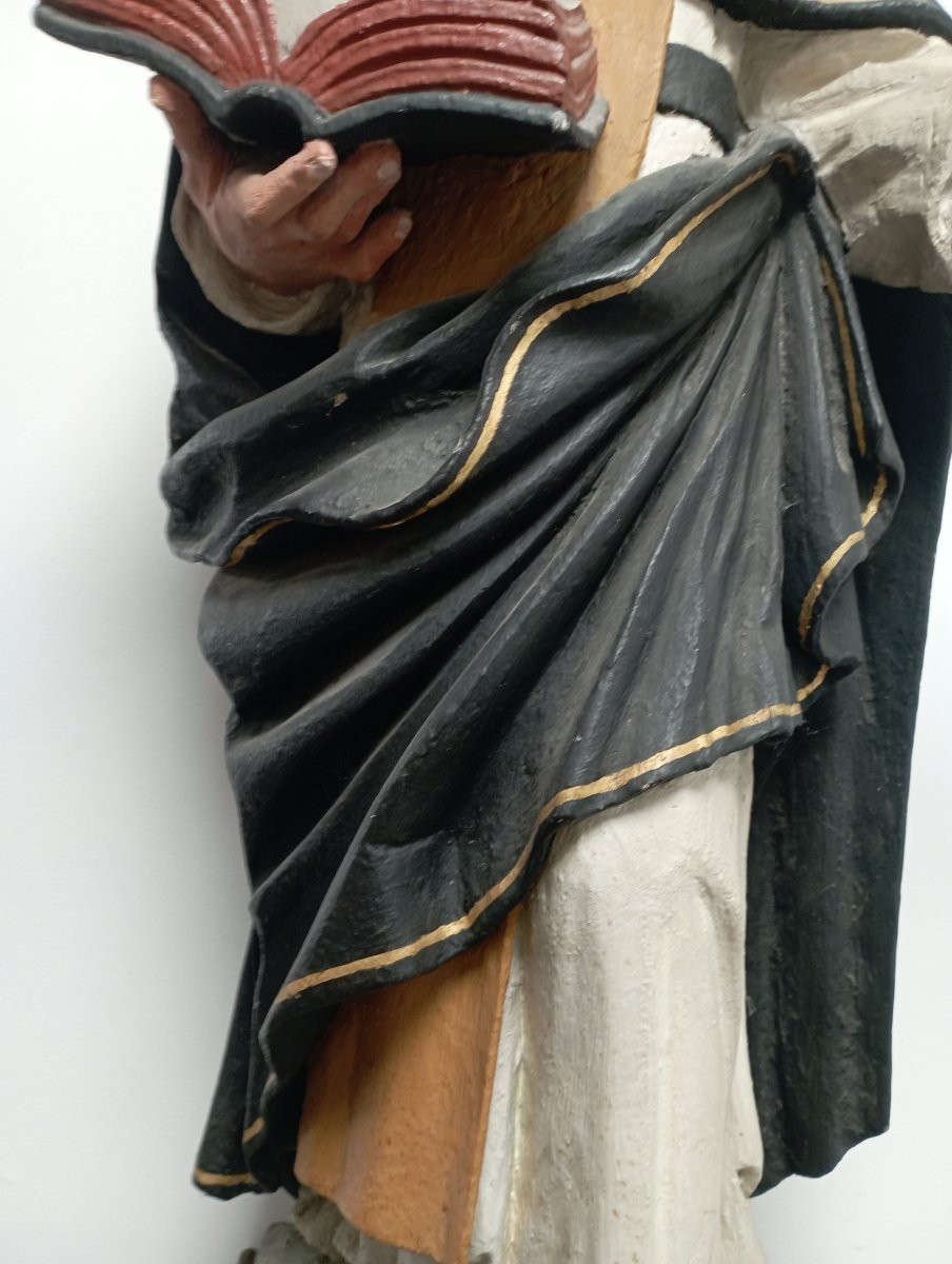 Saint Albert In Polychrome Wood, Late 19th Century-photo-2