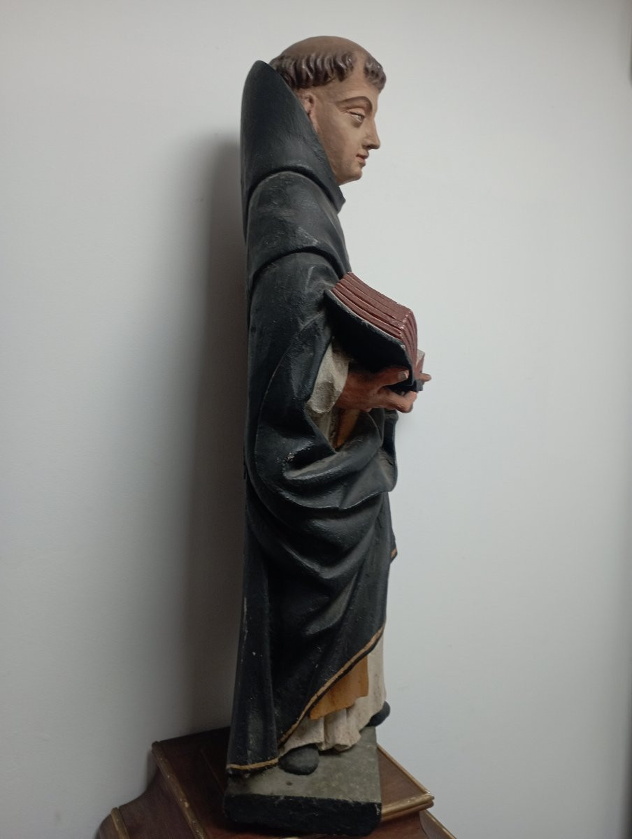 Saint Albert In Polychrome Wood, Late 19th Century-photo-3