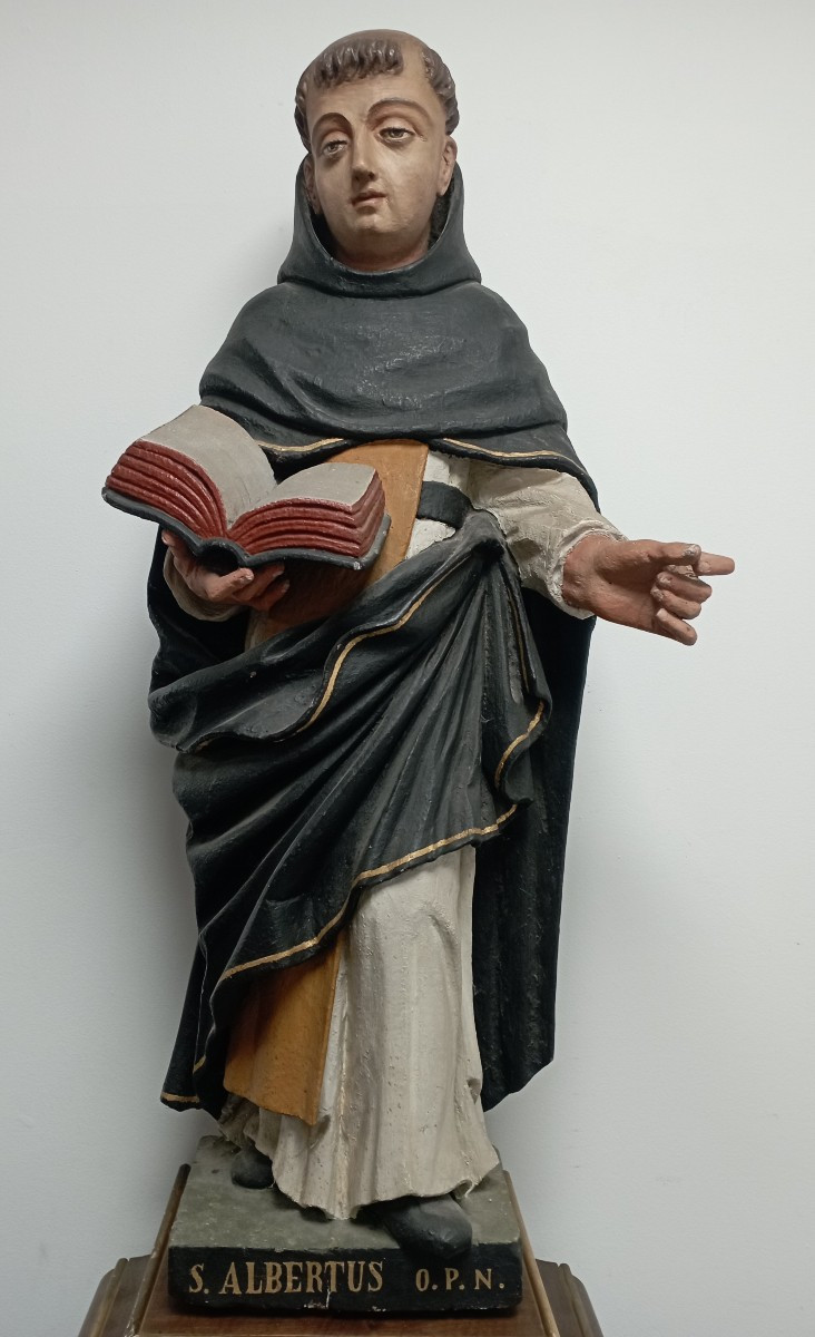 Saint Albert In Polychrome Wood, Late 19th Century