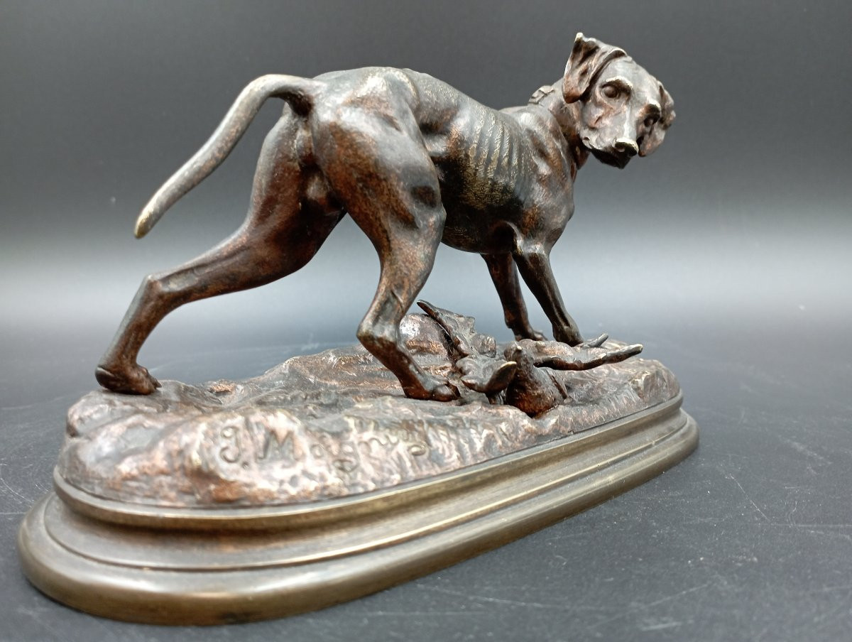 Bronze chien de chasse J. Moigniez-photo-2