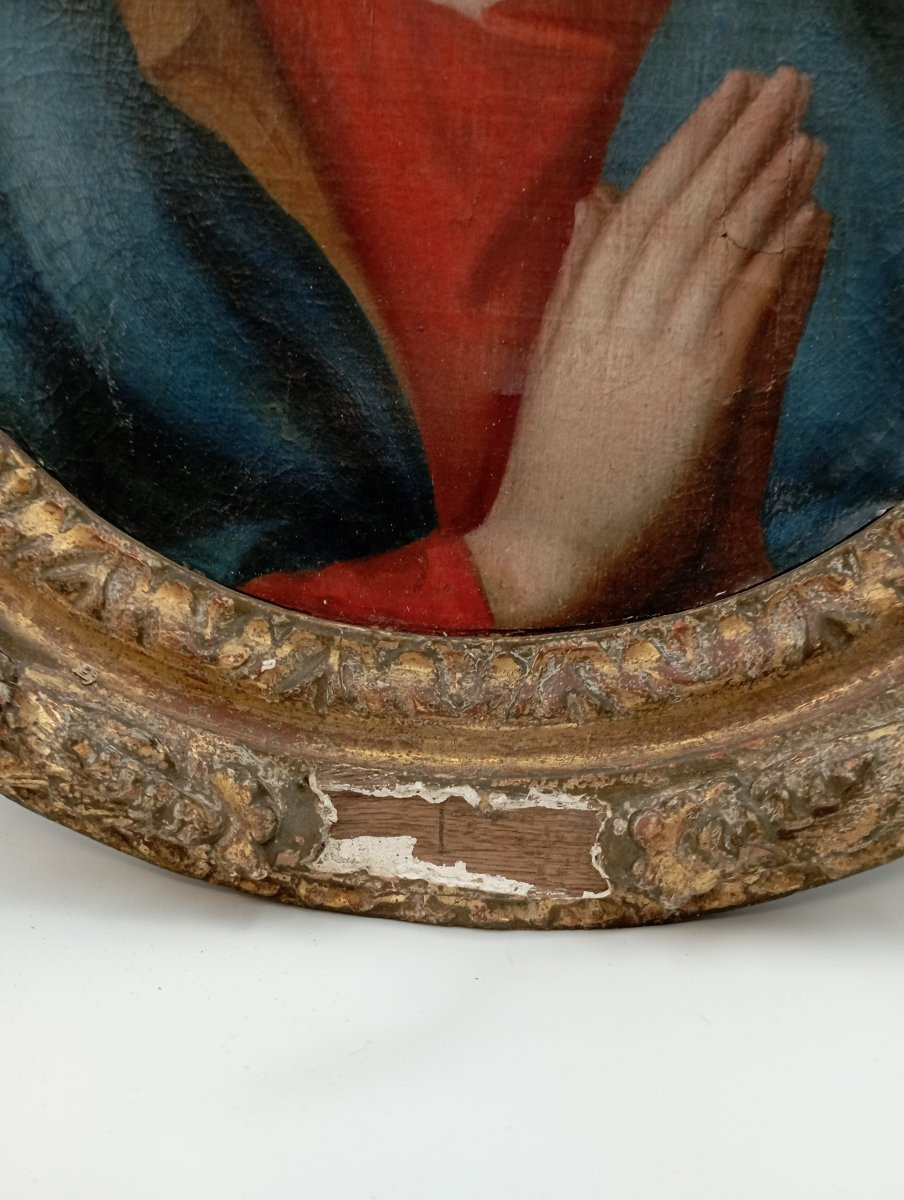 Huile sur toile ''Vierge en prière'' du XVIII ème siècle-photo-7