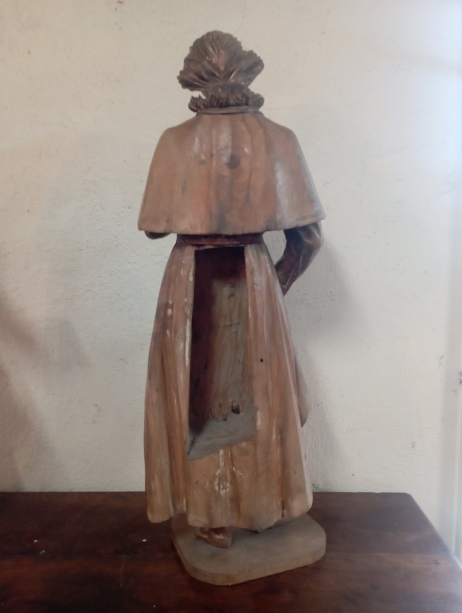 Sculpture religieuse (St Jacques?) en bois sculpté du XVIII ème siècle-photo-3
