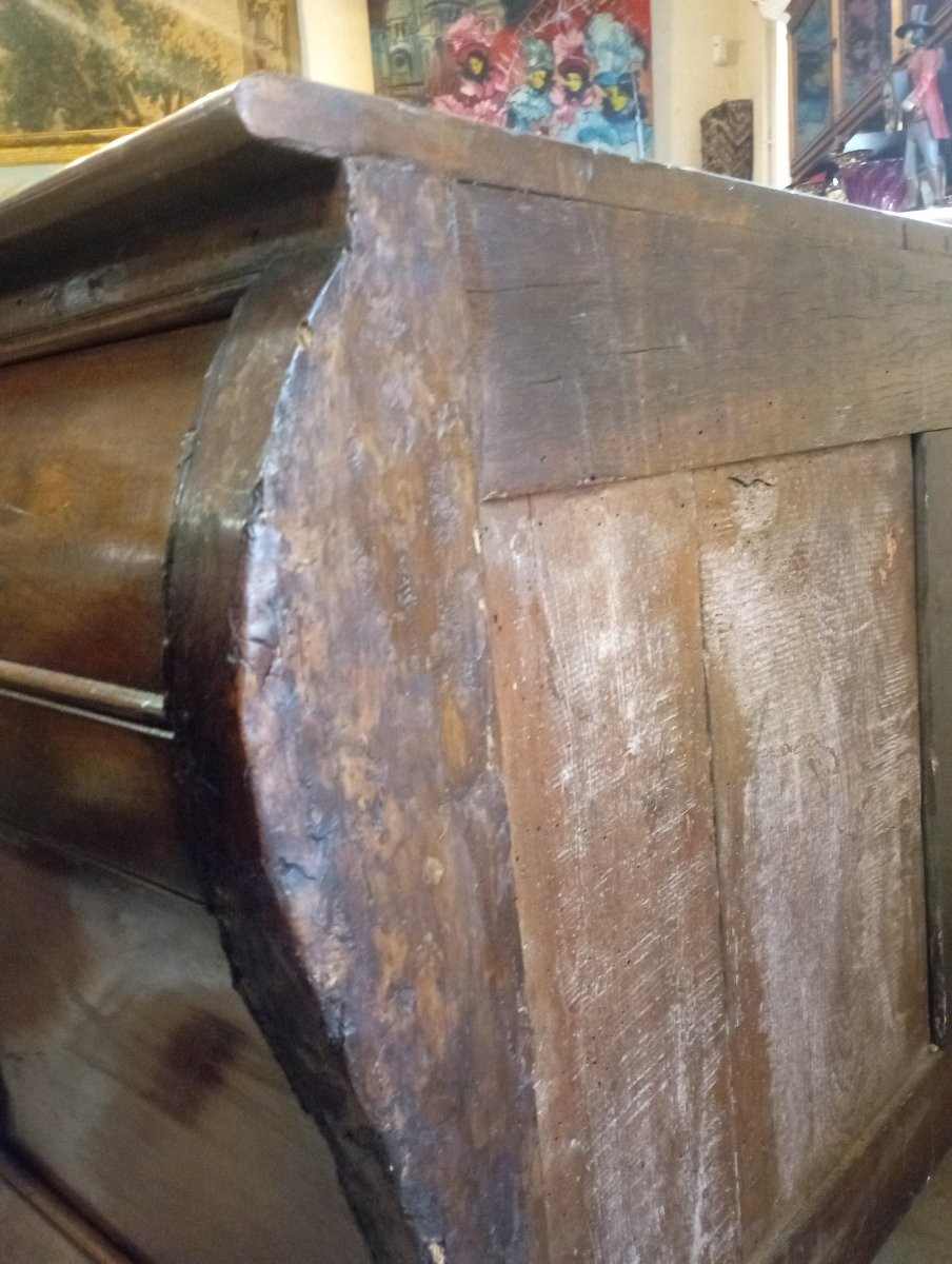 Curved Chest Of Drawers In Solid Walnut, "tomb" Type, 18th Century-photo-4