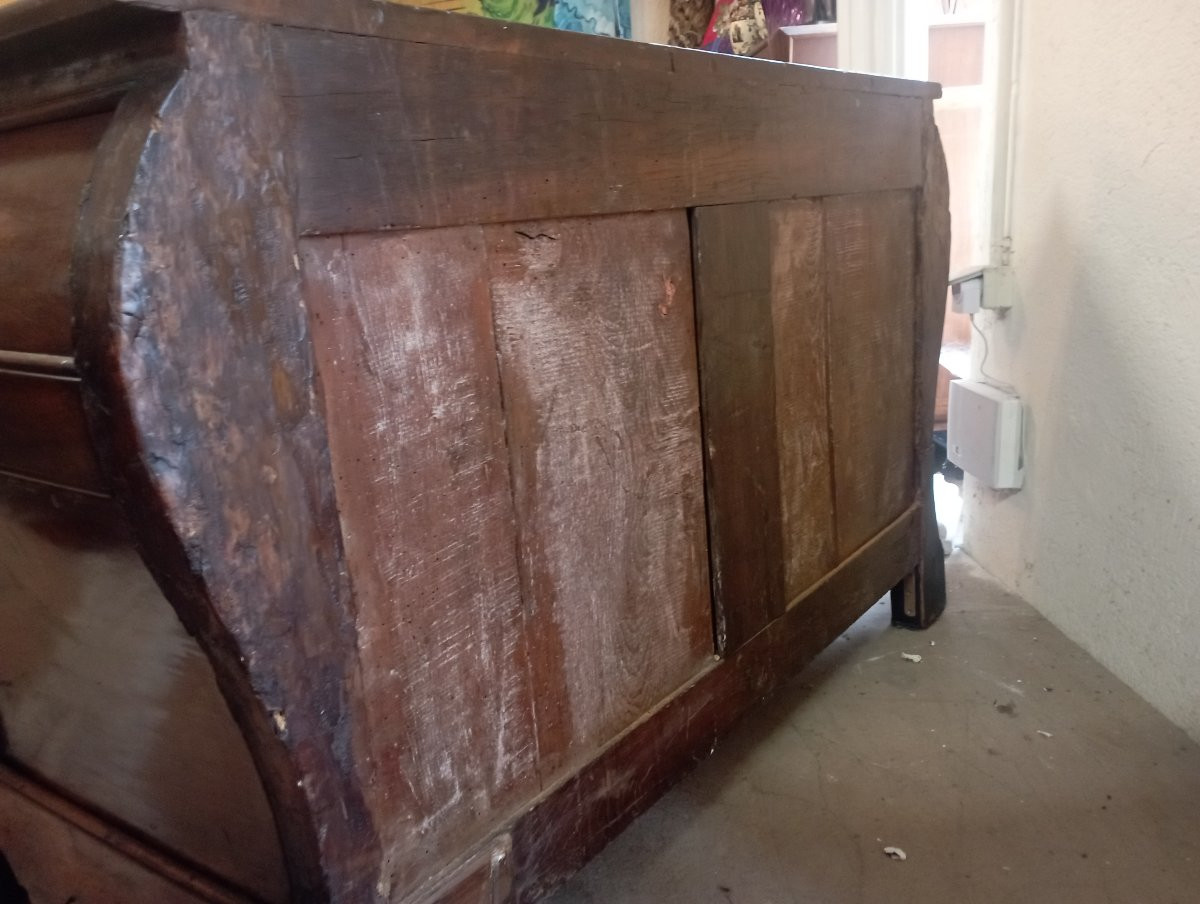 Curved Chest Of Drawers In Solid Walnut, "tomb" Type, 18th Century-photo-5