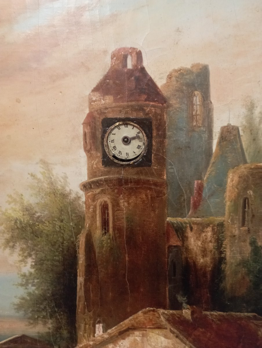 19th Century Clock And Music Box Painting-photo-2
