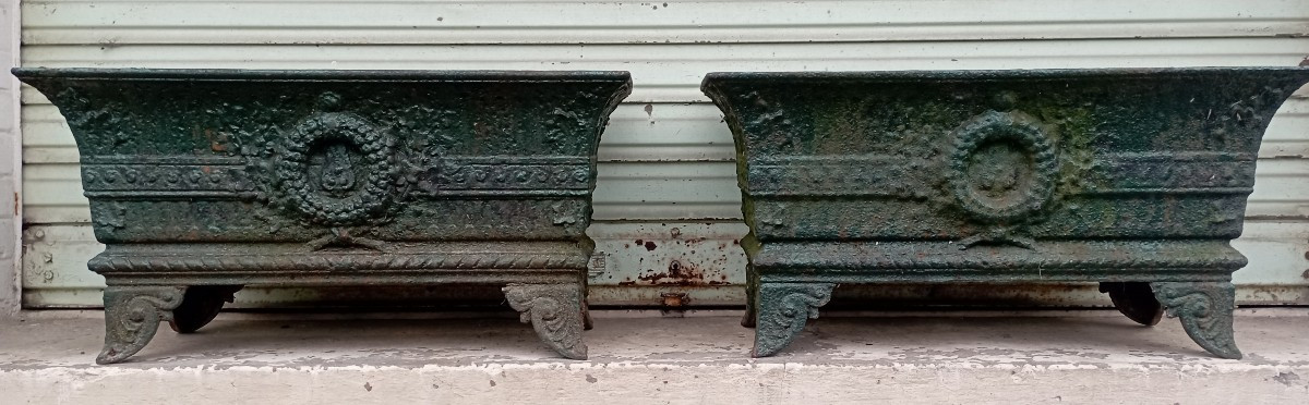 Pair Of Empire Period Cast Iron Planters