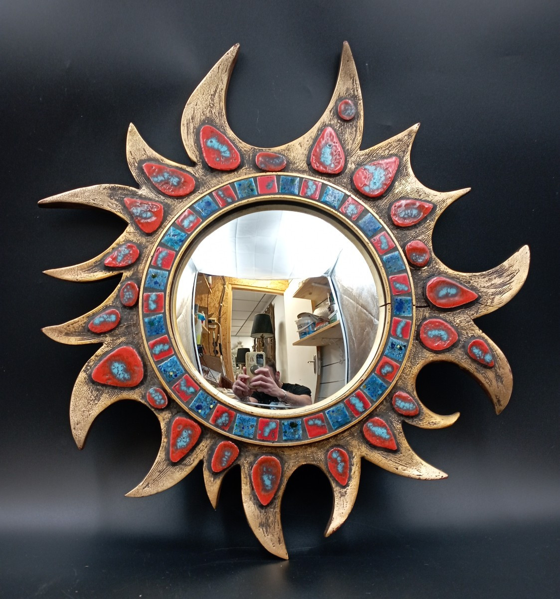 Miroir soleil dit ''Aux sorcières'' des années 1960