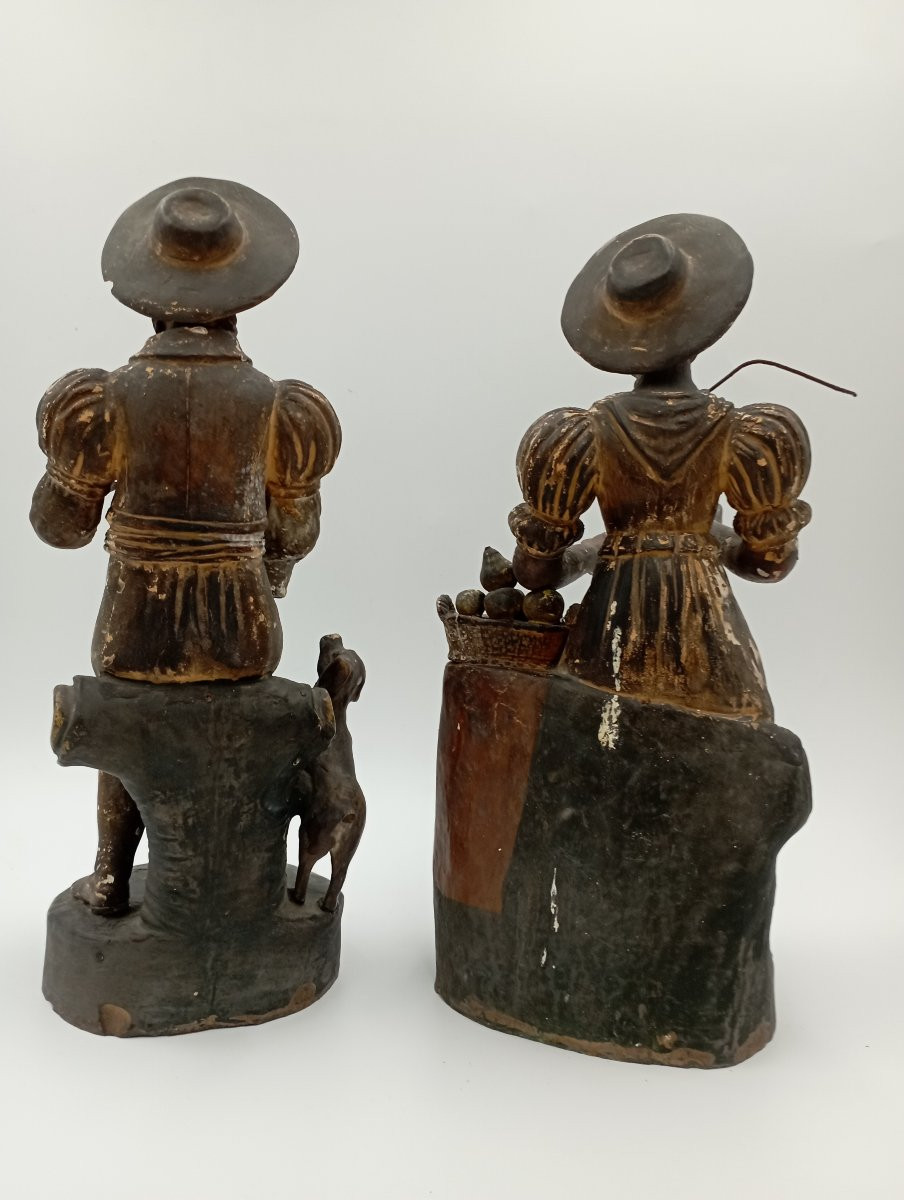 Paire de statuette en terre cuite du XVIII ème siècle-photo-1