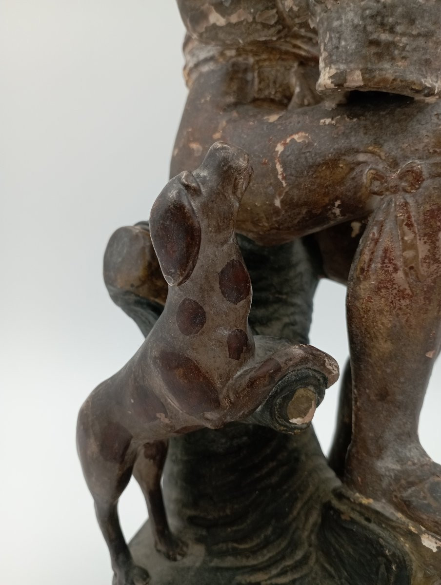 Paire de statuette en terre cuite du XVIII ème siècle-photo-4