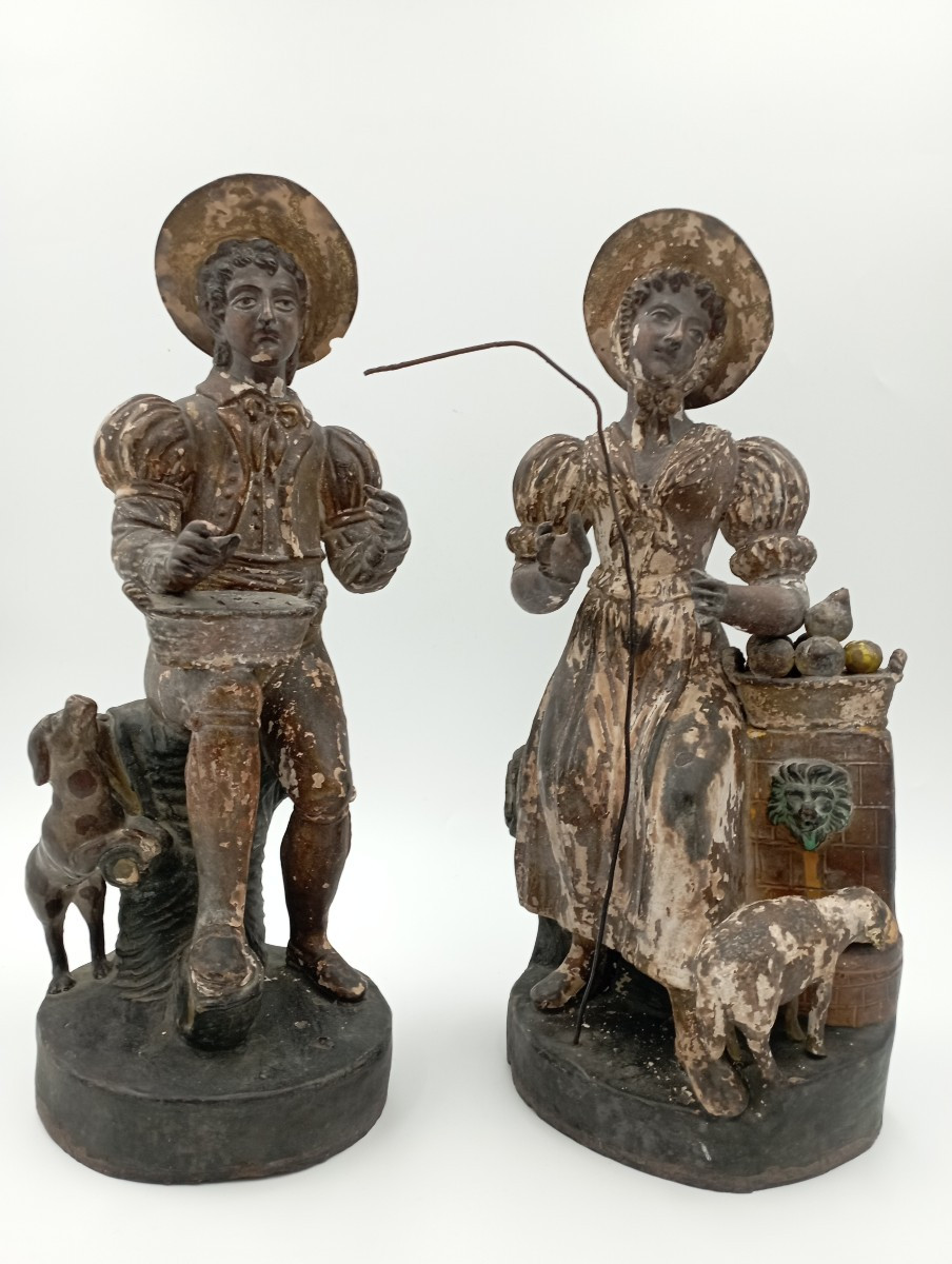 Paire de statuette en terre cuite du XVIII ème siècle