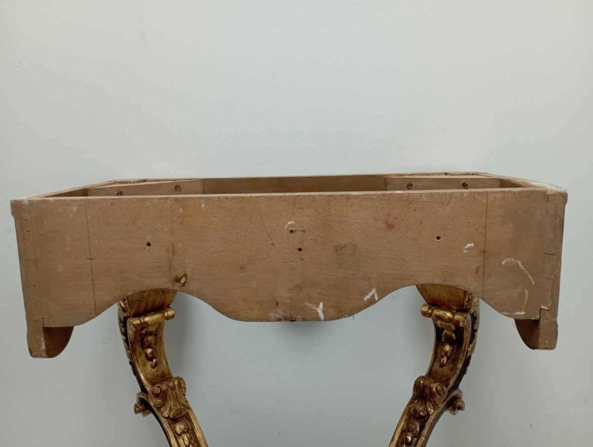 Wooden And Marble Wall Console, Early 1900s-photo-4