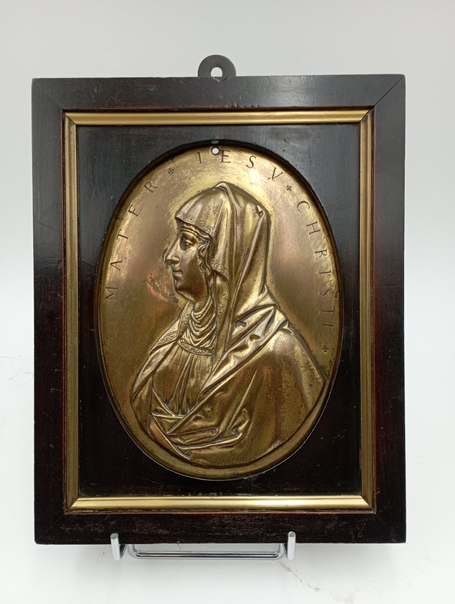 Pair Of Jesus And Mary Gilt Bronze Plaques, Netherlands, 17th Century-photo-3