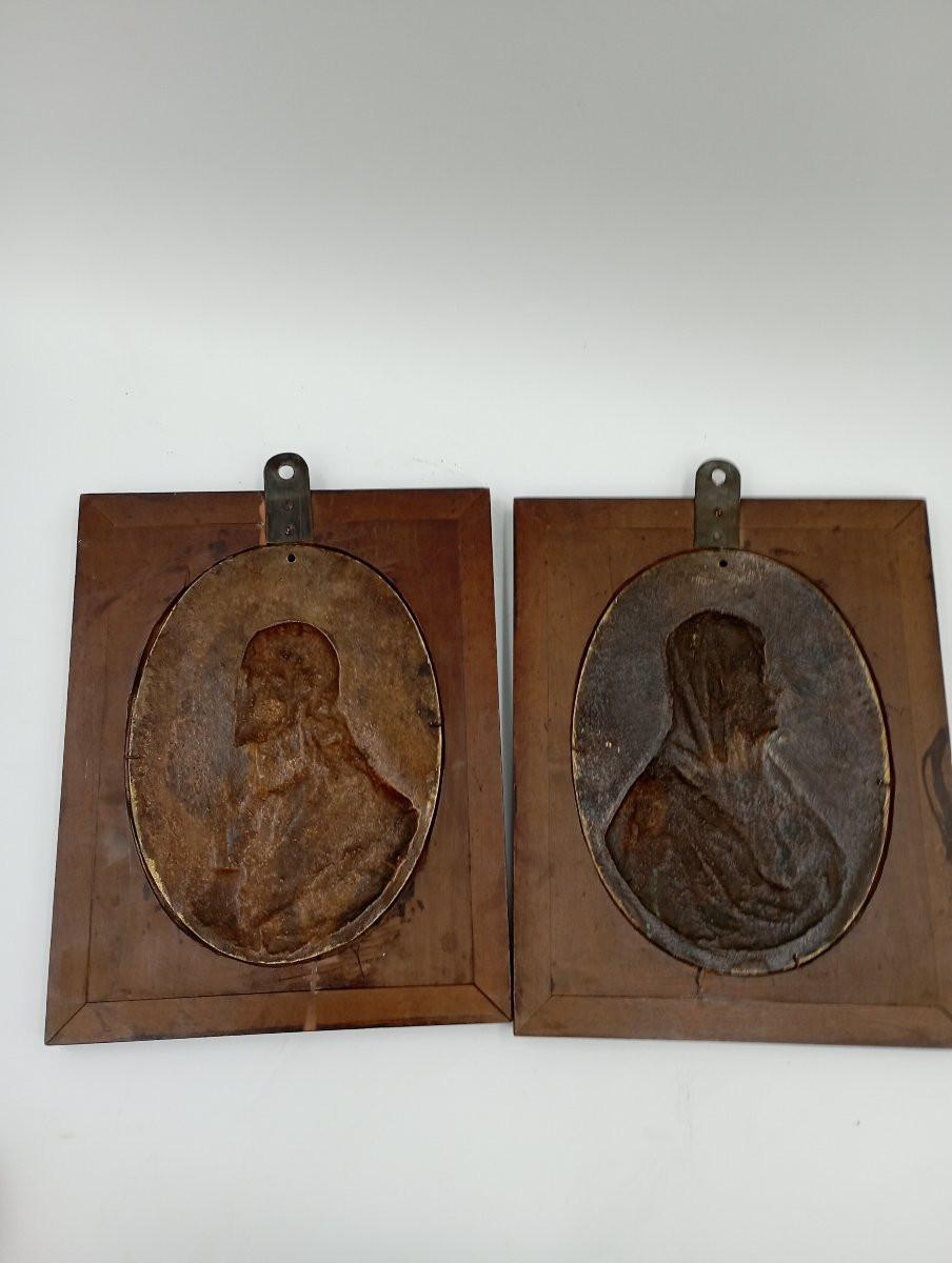 Pair Of Jesus And Mary Gilt Bronze Plaques, Netherlands, 17th Century-photo-4
