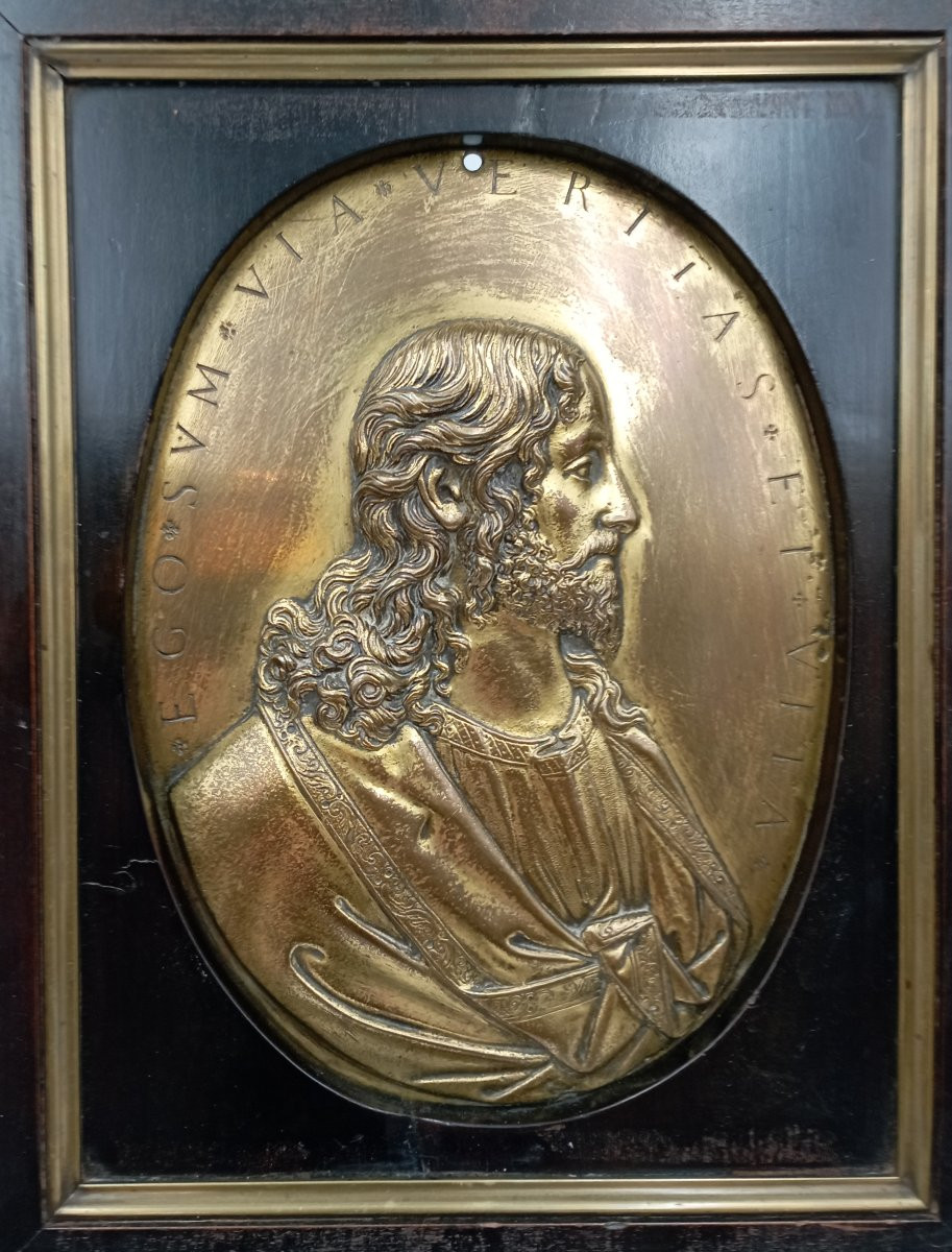 Pair Of Jesus And Mary Gilt Bronze Plaques, Netherlands, 17th Century-photo-3