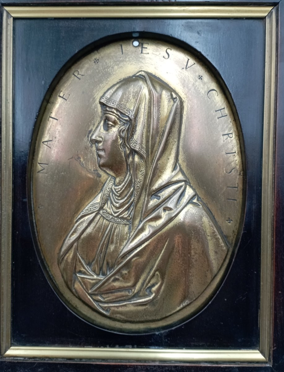 Pair Of Jesus And Mary Gilt Bronze Plaques, Netherlands, 17th Century-photo-4