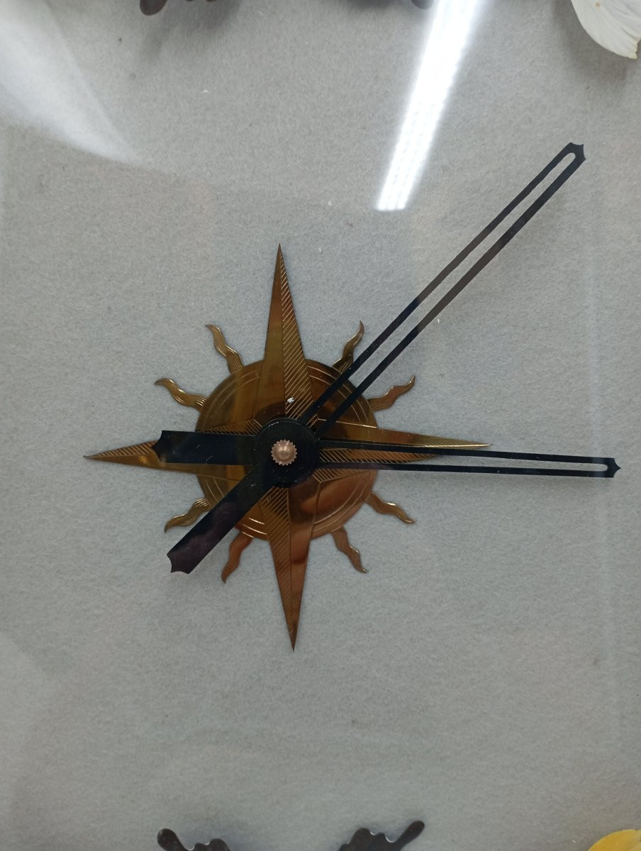 Pendule murale aux papillons attribuée a Adnet-photo-2