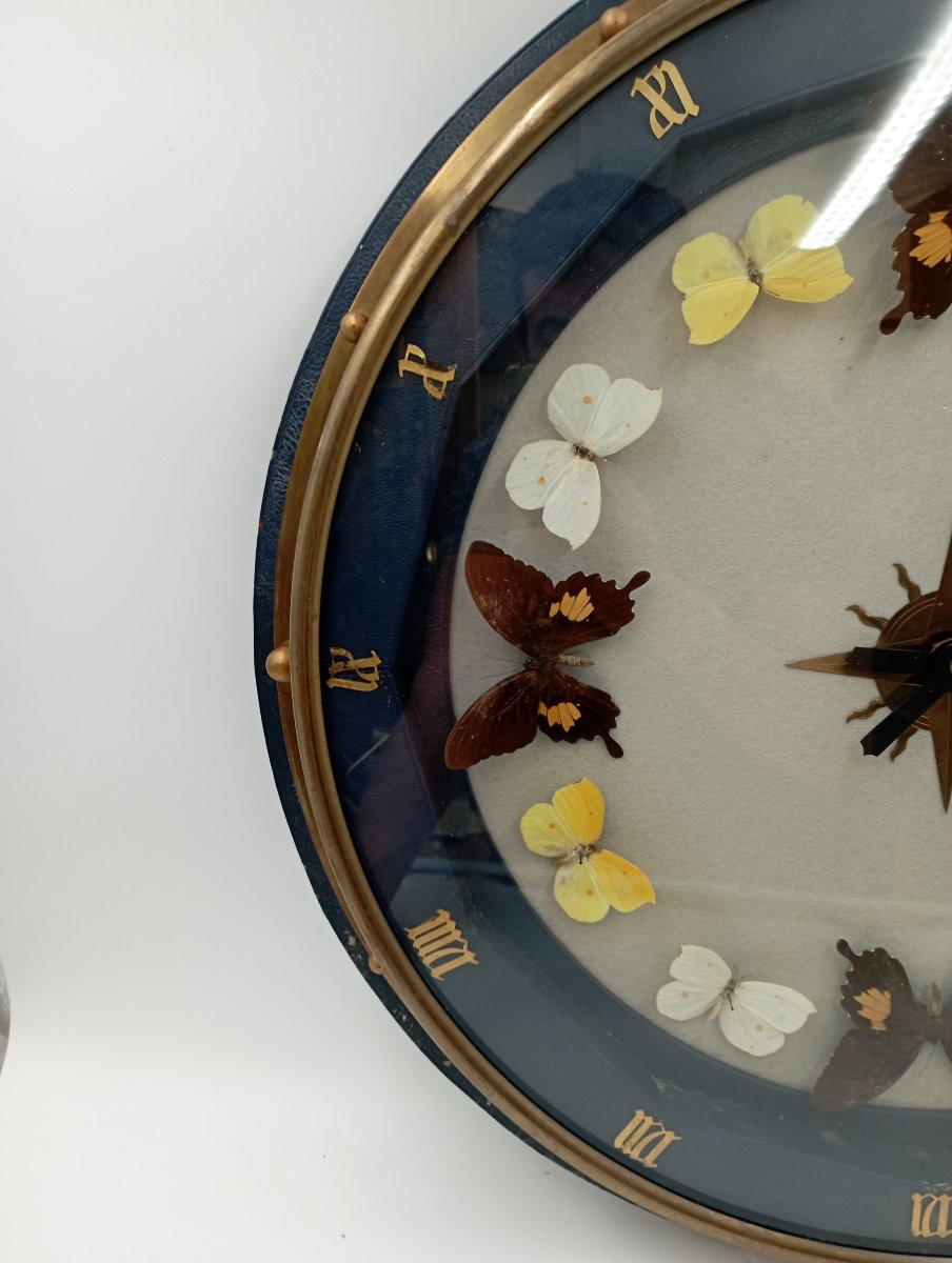 Pendule murale aux papillons attribuée a Adnet-photo-2