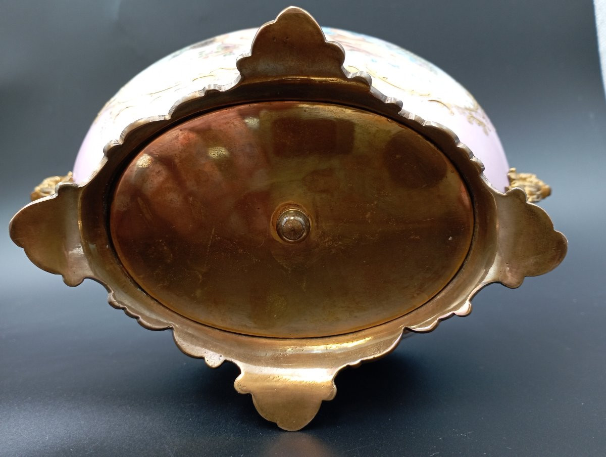 Sèvres Porcelain Jardinière Signed Poitevin And Bronze, 19th Century-photo-5