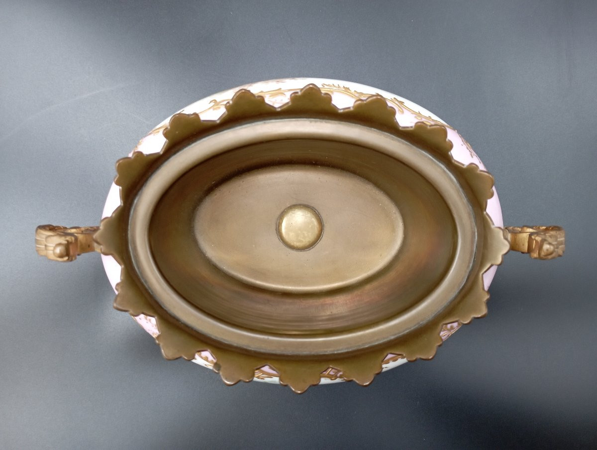 Sèvres Porcelain Jardinière Signed Poitevin And Bronze, 19th Century-photo-6