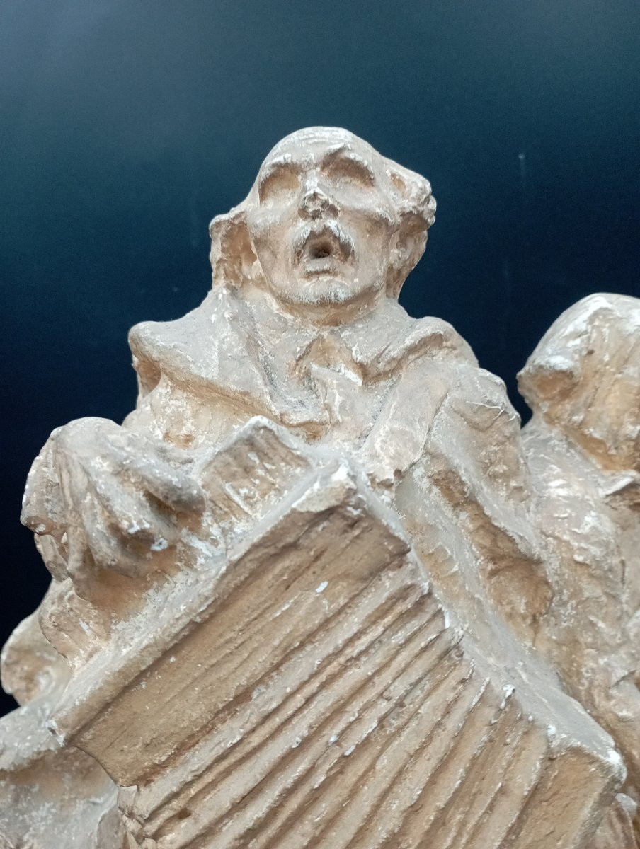 Sculpture '' Les musiciens'' en plâtre de François Alphonse Piquemal-photo-3