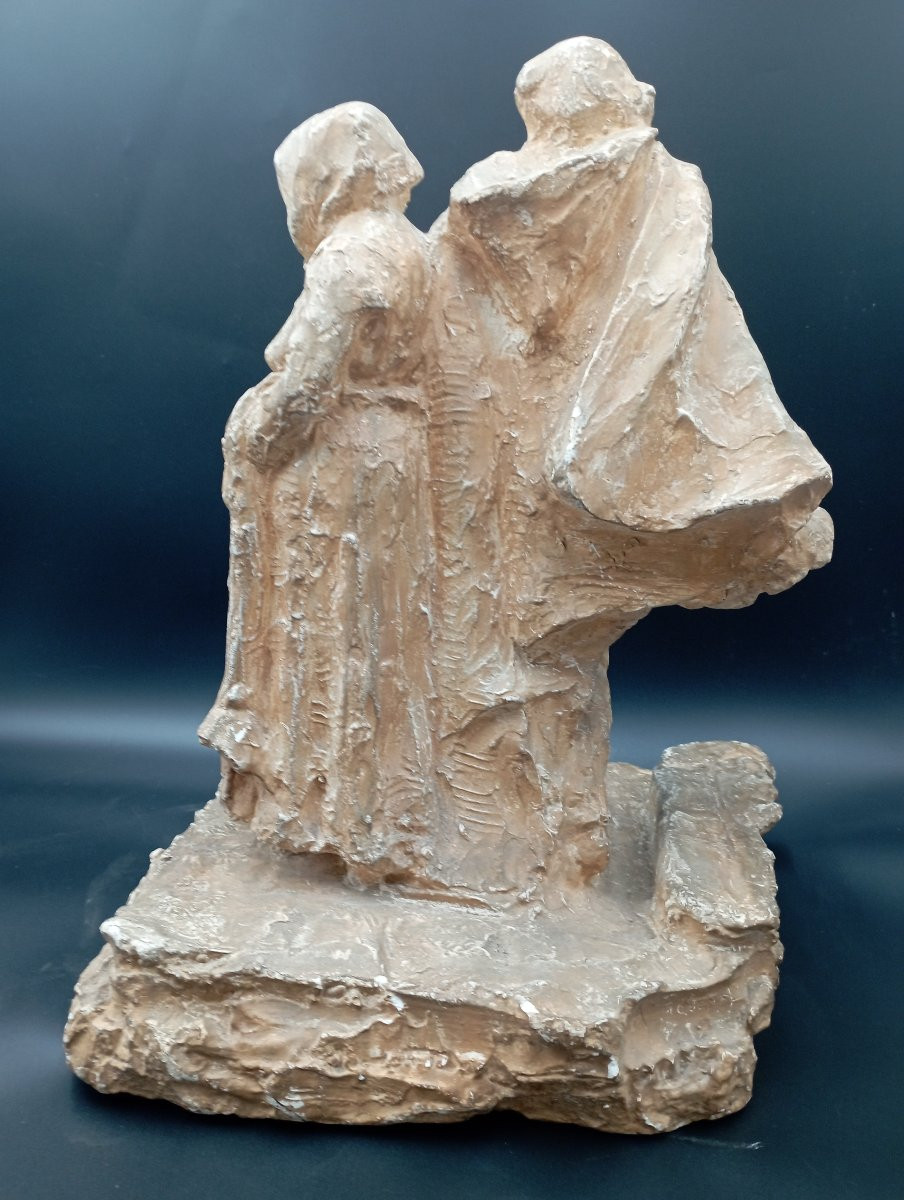 Sculpture '' Les musiciens'' en plâtre de François Alphonse Piquemal-photo-1