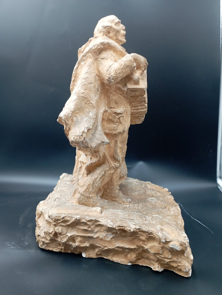 Sculpture '' Les musiciens'' en plâtre de François Alphonse Piquemal-photo-3