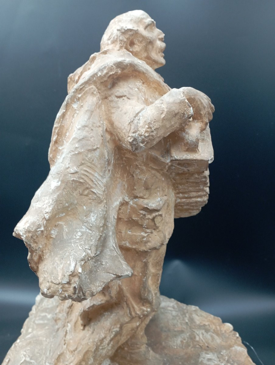 Sculpture '' Les musiciens'' en plâtre de François Alphonse Piquemal-photo-4