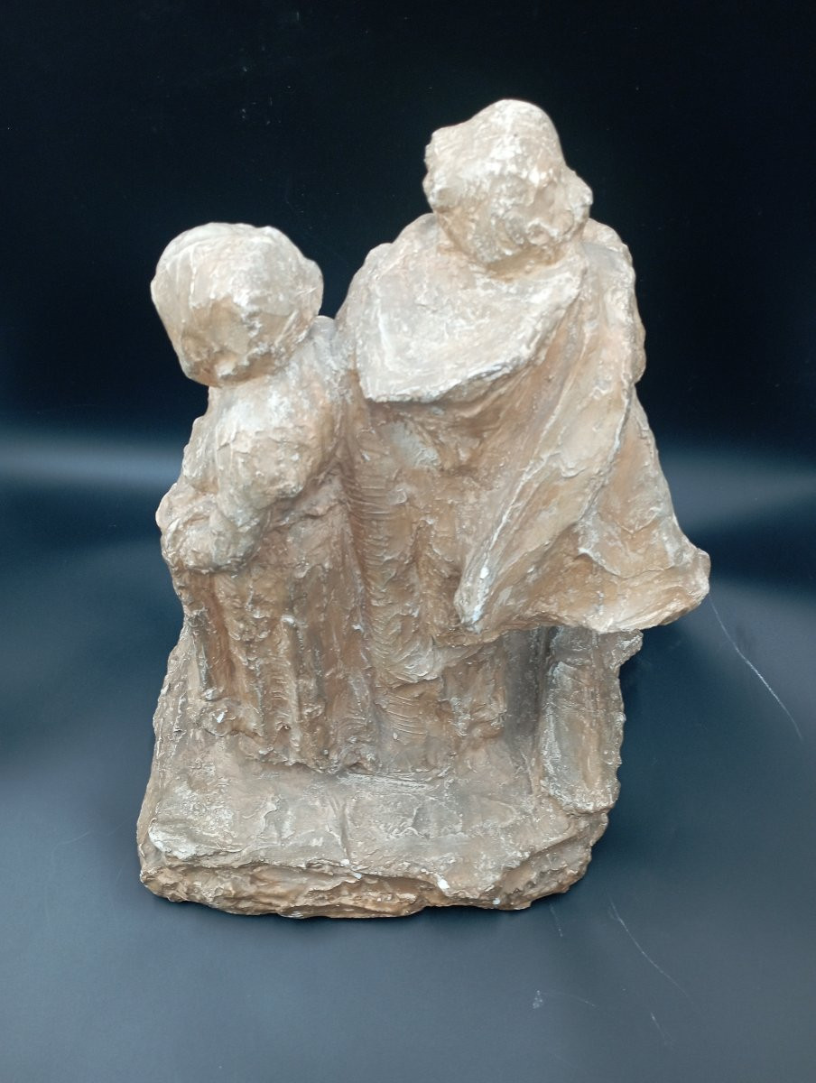 Sculpture '' Les musiciens'' en plâtre de François Alphonse Piquemal-photo-7