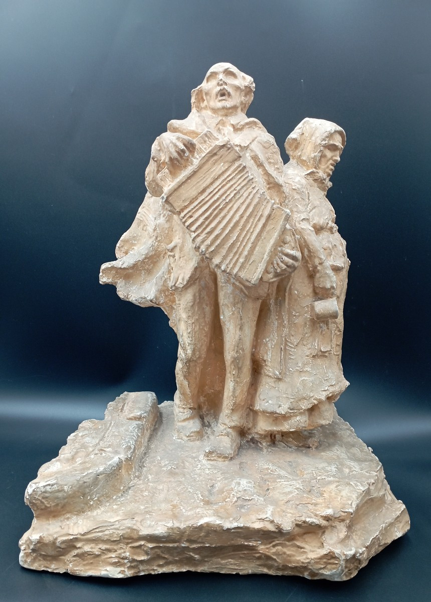 Sculpture '' Les musiciens'' en plâtre de François Alphonse Piquemal