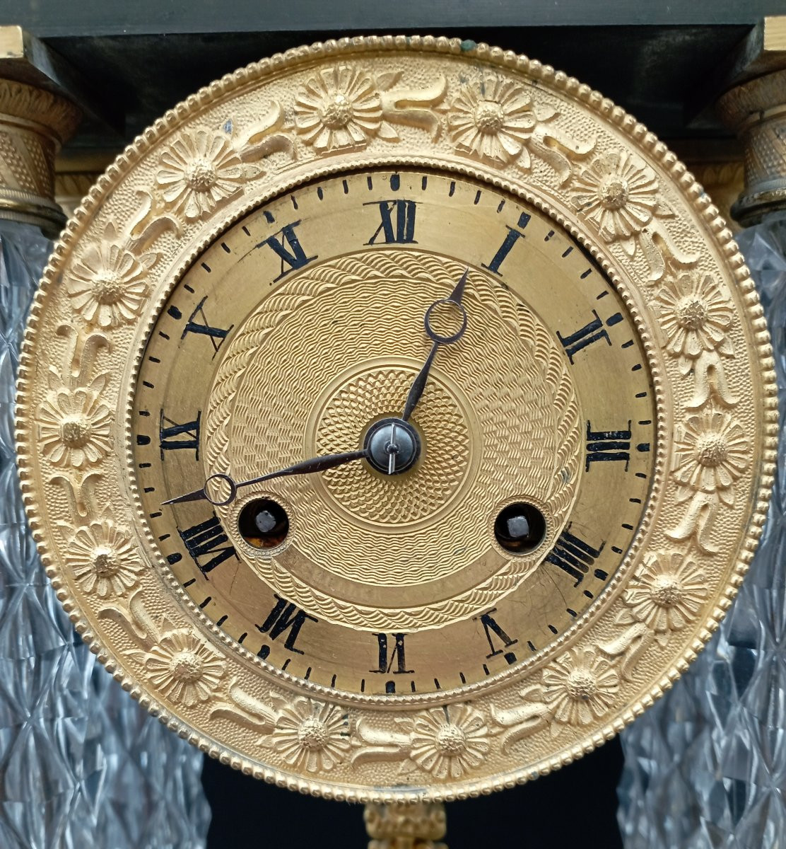 Empire Period Gilt Bronze And Crystal Portico Clock-photo-2
