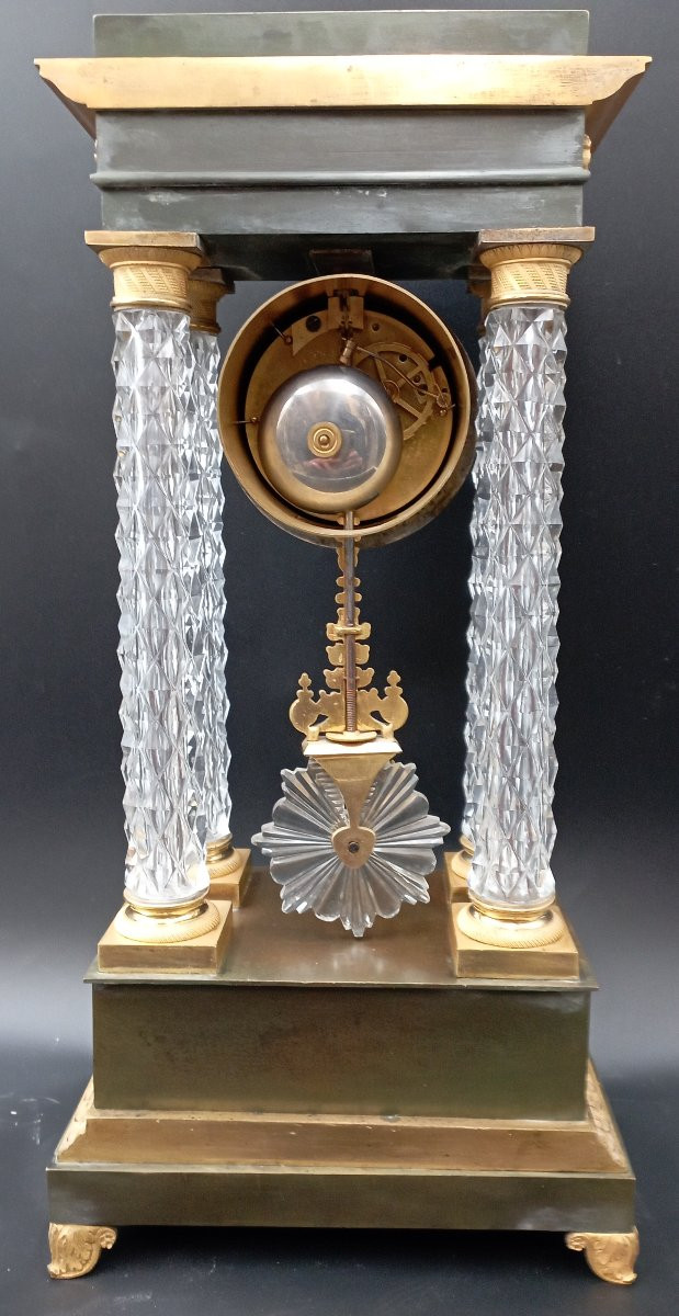 Empire Period Gilt Bronze And Crystal Portico Clock-photo-4