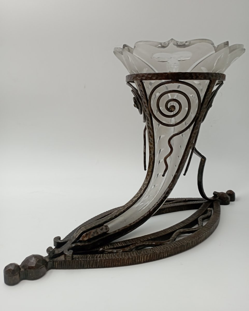Cornets en cristal et fer forgé de style Art Déco-photo-2