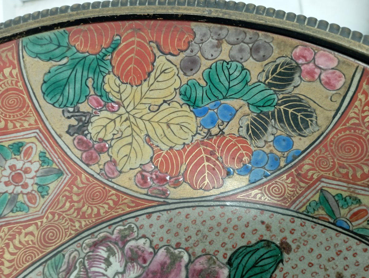 Guéridon porcelaine du Japon et bronze époque empire-photo-5