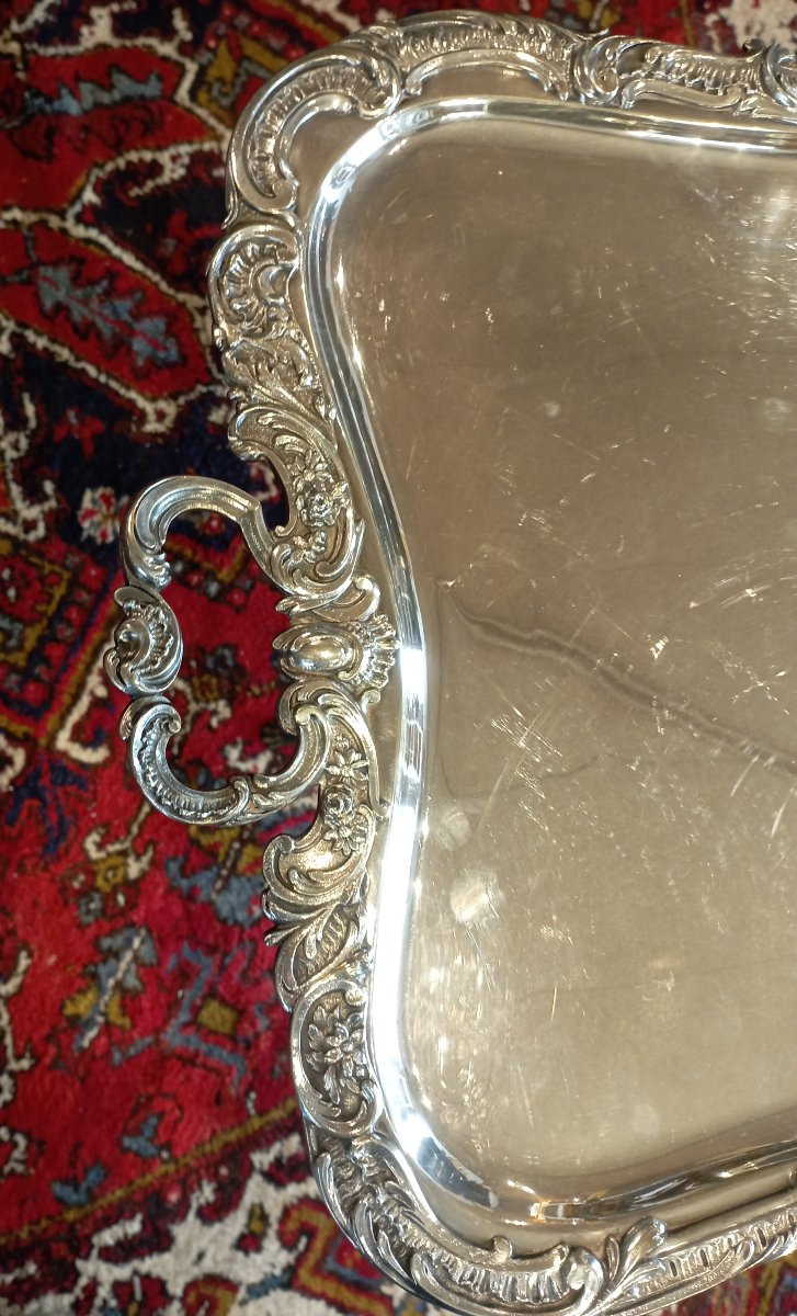 Large Silver-plated Metal Tray-photo-2