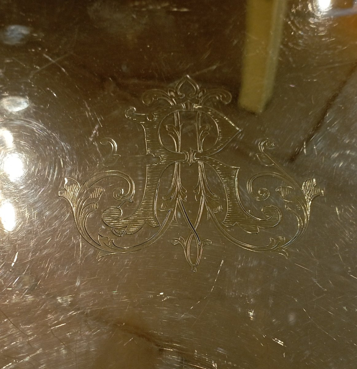 Large Silver-plated Metal Tray-photo-3